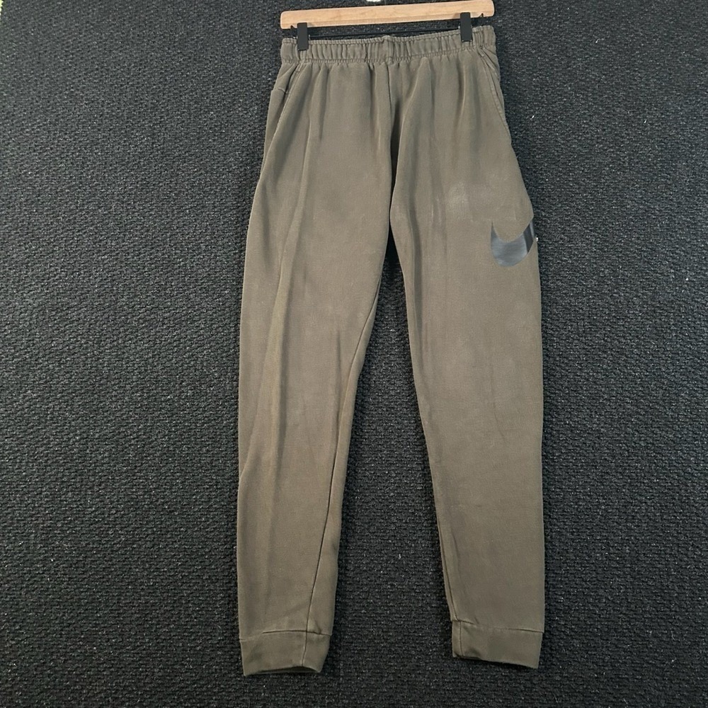Nike Black Swoosh Dri-Fit Green Casual Jogger Sweatpants Men's Size Small